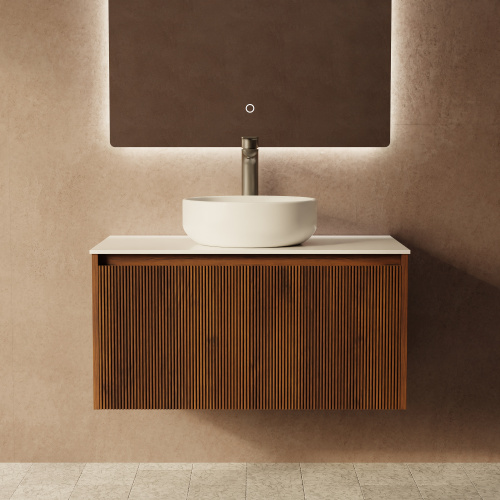 Тумба с раковиной+зеркало Art Decco Camilla (Камилла) ACM08W22S3M0 80x45x40 подвесная цвет черный орех - фото 4