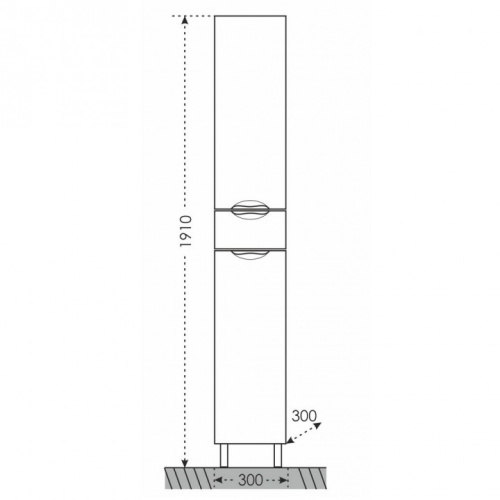 Шкаф-пенал СанТа Родос 506002 30х30х191 напольный цвет белый - фото 3