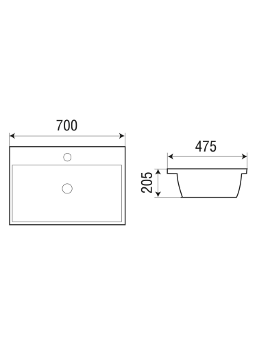 Раковина из санфаянса WeltWasser WW SK 48 см 10000004638 встраиваемая цвет белый глянцевый 1 отверстие под смеситель - фото 2