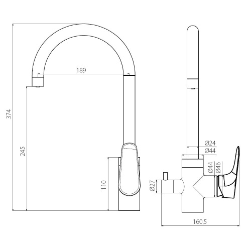 Смеситель для кухни Damixa Merkur 400730000 на мойку хром - фото 5