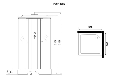 Душевая кабина Niagara Promo P90/13Q/MT 90х90 квадратная с крышей ориентация универсальная - фото 4