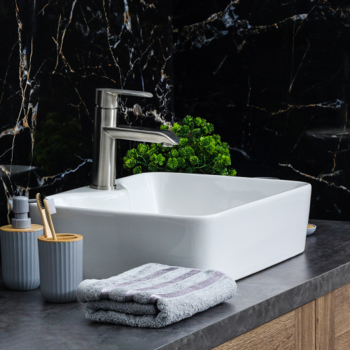 Раковина из сантехнического фарфора Melana 7291-805 49х38 накладная цвет белый 1 отверстие под смеситель - фото 5