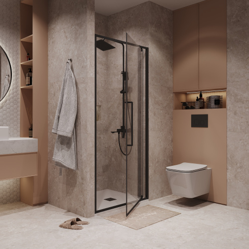 Душевая дверь Niagara Nova NG-85-10AB 100х195 стекло прозрачное профиль черный матовый - фото 5