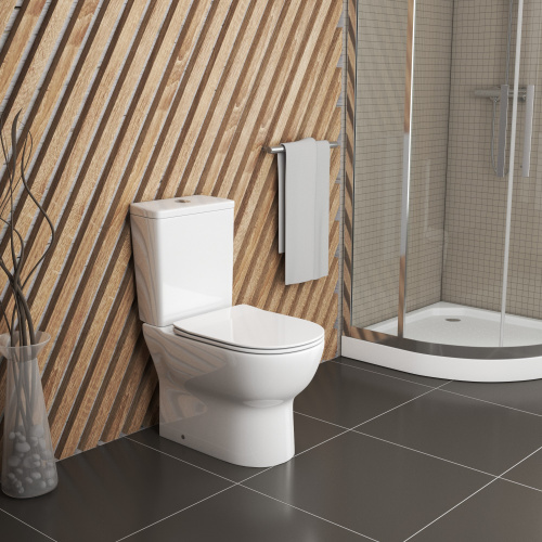 Унитаз напольный с бачком Grossman Санфаянс GR-4448S белый глянцевый с сиденьем микролифт безободковый каскадный смыв - фото 5