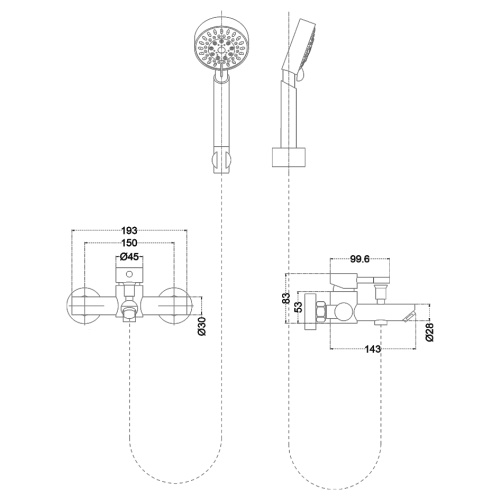 Смеситель для ванны и душа Melana Tondo 610105 настенный - фото 2