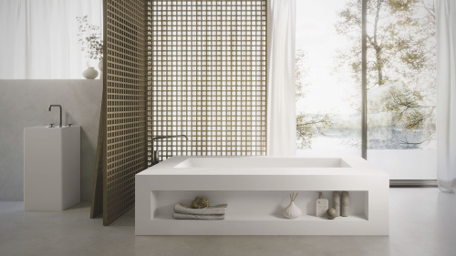 Раковина из искусственного камня Zenon Ember 4000.000.000.000.42154 40х40 напольная цвет белый матовый - фото 4