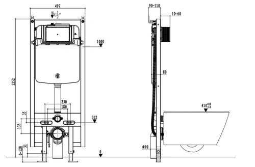 Инсталляция для унитаза с кнопкой смыва Arrow AKB2130H_1 - фото 2