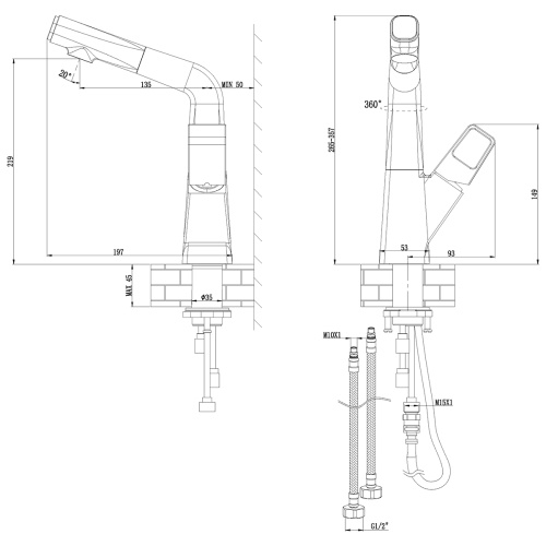 Смеситель для кухни LeMark Soul LM6008BR на мойку черный/красный - фото 3