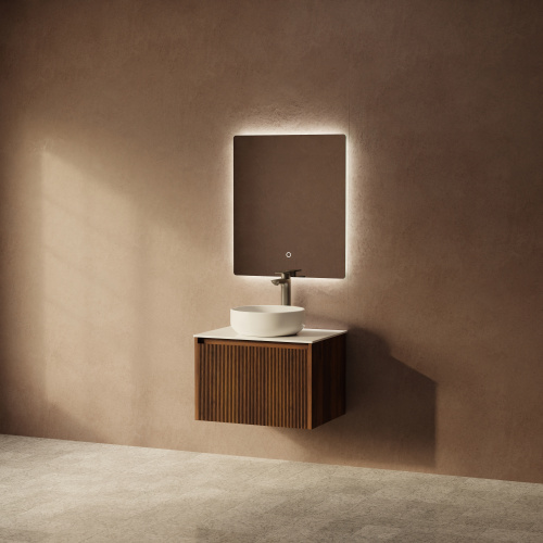 Тумба с раковиной+зеркало Art Decco Camilla (Камилла) ACM06W22S3M0 60x45x40 подвесная цвет черный орех - фото 2