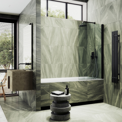 Душевая шторка на ванну Maybah Glass MGV-597-6 50х140 стекло прозрачное профиль черный ориентация универсальная - фото 3