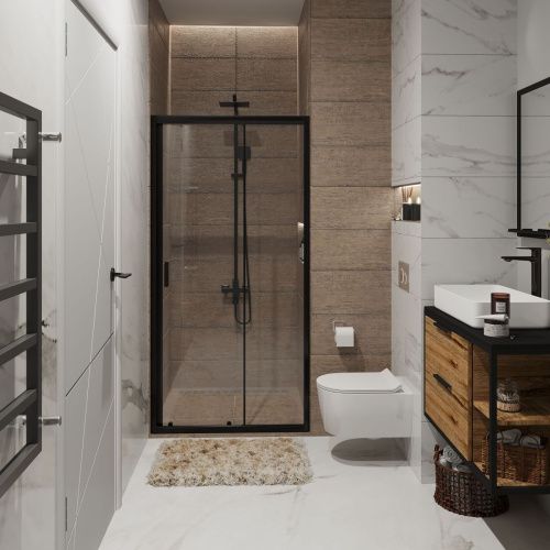 Душевая дверь Niagara Nova NG-82-11AB 110х195 стекло прозрачное профиль черный - фото 2