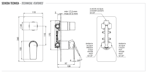 Смеситель для душа Remer Dream D93 встраиваемый в стену хром - фото 2