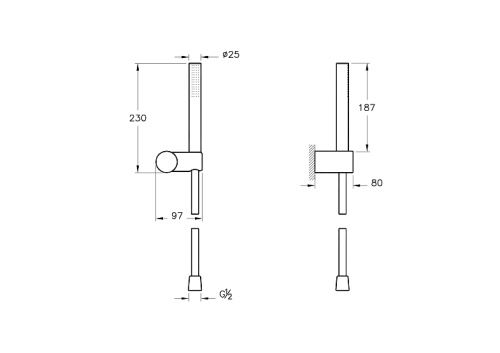 Душевой гарнитур Vitra Origin A4554336 настенный цвет черный матовый - фото 2
