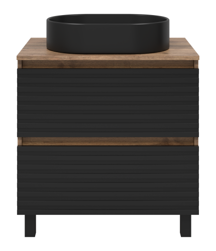 Тумба под раковину Brevita Dakota DAK-07070-19/02-2Я 70х48х62 напольная цвет черный/коричневый - фото 2