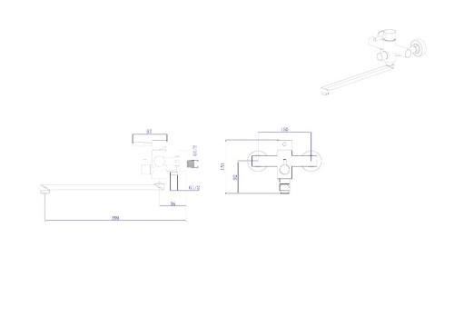Смеситель для ванны Rush Melos SUS1101-51Black настенный черный - фото 2