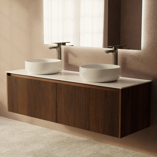 Тумба с раковиной+зеркало Art Decco Camilla (Камилла) ACM14W22D3M0 140x45x40 подвесная цвет черный орех - фото 5