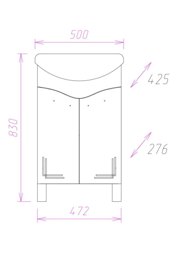 Тумба под раковину Onika Лада 105002 47х28х68 напольная - фото 3