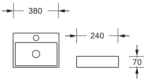 Раковина из сантехнического фарфора MILLEAU PERL MU7039-GW 38х24 подвесная цвет белый глянцевый 1 отверстие под смеситель - фото 2