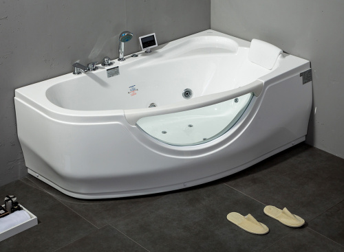Ванна акриловая гидромассажная Gemy G9046 K R 161х96 пристенная асимметричная с каркасом - фото 3