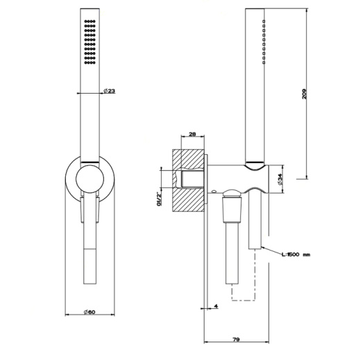 Душевой гарнитур Gessi Gessi316 54023#239 настенный  нержавеющая сталь - фото 2