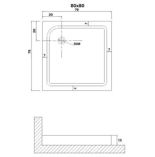 Душевой поддон Niagara Eco NG-P8080-14Q 80х80 ABS-пластик белый с ножками - фото 2