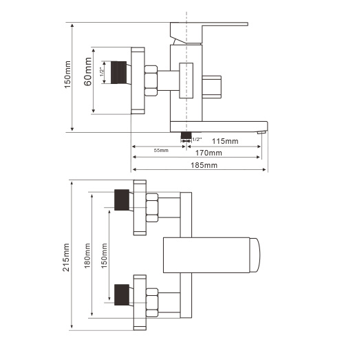 Смеситель для ванны WesnaArt Kubus KUB13-310 настенный сатин - фото 2