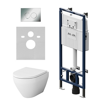 Комплект унитаз с инсталляцией с клавишей смыва Am.Pm Spirit V2.0 IS100151.701700