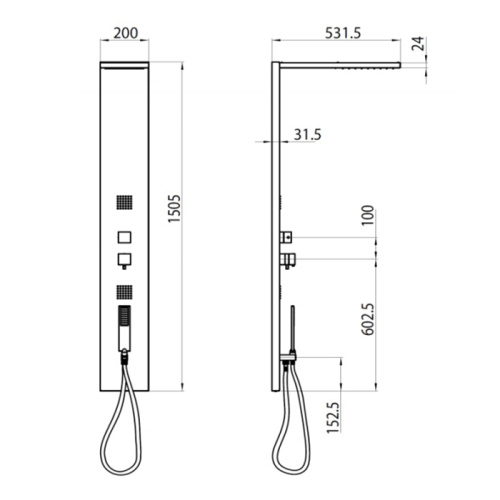Душевая панель Bossini Manhattan L00897.030 прямоугольная настенная - фото 2