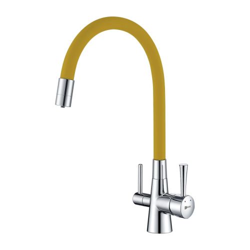Смеситель для кухни LeMark Comfort LM3075C-Yellow на мойку хром/желтый