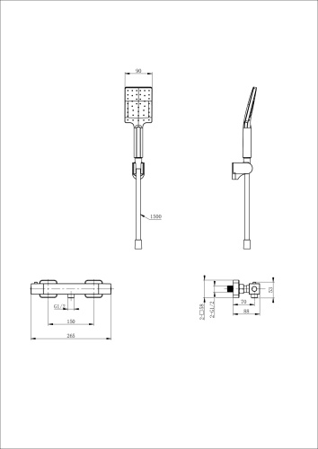 Смеситель для душа Wonzon & Woghand Stay WW-B2062-A-MB настенный черный с термостатом - фото 2