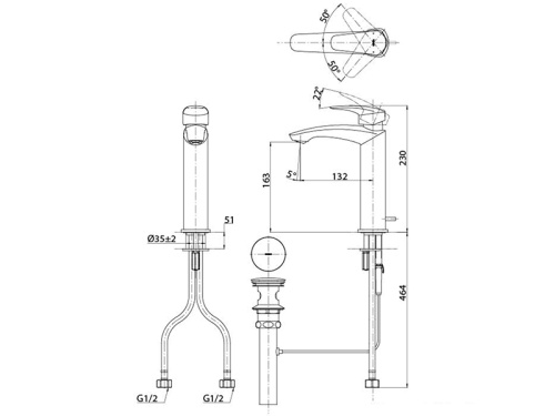 Смеситель TOTO TLG09303R на столешницу хром - фото 2