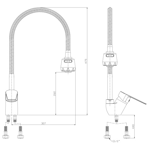 Смеситель для кухни Rossinka S S35-26 на мойку хром - фото 3