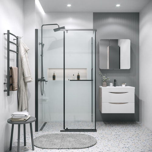 Душевой уголок Grossman Pragma 120.K33.03.1090.21.00 100х90 стекло прозрачное профиль черный матовый без поддона - фото 3