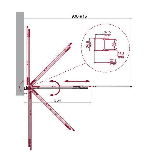 Душевая шторка на ванну BelBagno LUCE LUCE-VF-11-90/145-P-NERO 90х145 стекло рифленое профиль черный ориентация универсальная - фото 2