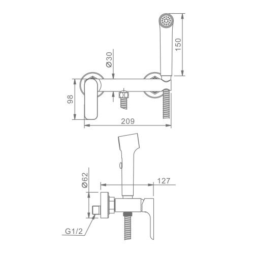 Гигиенический душ со смесителем Raglo R03.51.06 черный - фото 2