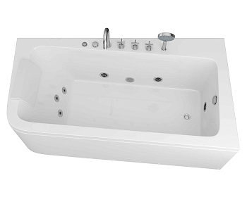 Ванна акриловая гидромассажная Grossman GR-17095-1R 170х95 пристенная асимметричная с ножками