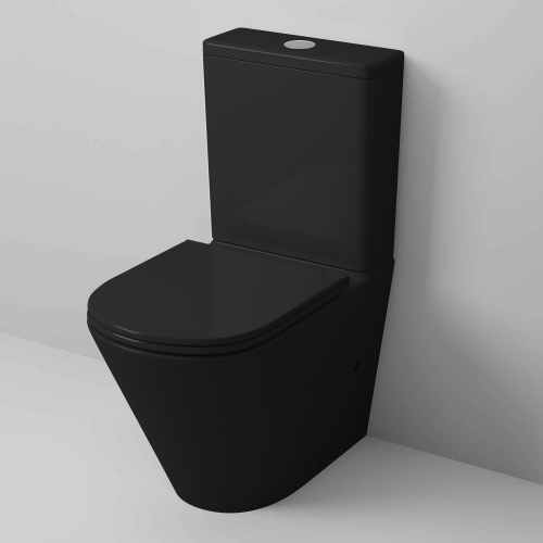 Унитаз напольный с бачком Grossman Санфаянс GR-4450BMS черный матовый с сиденьем микролифт безободковый каскадный смыв - фото 2