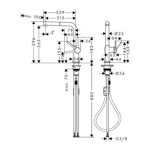Смеситель для кухни Hansgrohe 72808800 на мойку нержавеющая сталь - фото 2