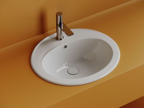 Раковина из сантехнического фарфора Ceramica Nova SUN CN6079 60х50 встраиваемая цвет белый 1 отверстие под смеситель - фото 2