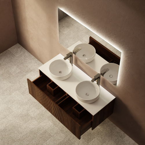 Тумба с раковиной+зеркало Art Decco Camilla (Камилла) ACM12W22D3M0 120x45x40 подвесная цвет черный орех - фото 3