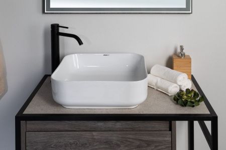 Раковина керамическая Aquanet City CITY-1 40х40 накладная цвет белый без отверстий под смеситель