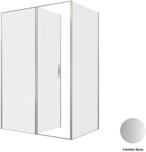 Душевой уголок Allen Brau Priority 3.31035.BA + 3.31047.BA 140х100 стекло прозрачное профиль серебро брашированное без поддона - фото 3