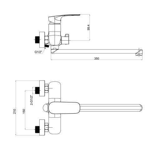 Смеситель для ванны Tokito KOMAKI TOK-KOM-1015 настенный хром - фото 5