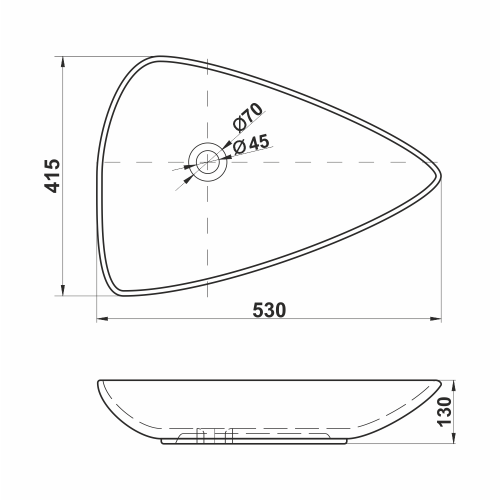 Раковина из сантехнического фарфора Melana 320366-805 53х42 накладная цвет белый без отверстий под смеситель - фото 2