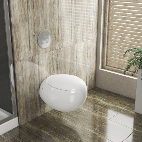 Унитаз подвесной Grossman Санфаянс GR-4442 белый глянцевый с сиденьем микролифт безободковый каскадный смыв - фото 5