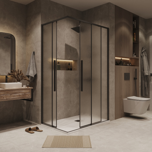 Душевой уголок Grossman Galaxy 300.K33.01.1110.21.02 110х100 стекло прозрачное профиль черный матовый без поддона - фото 4