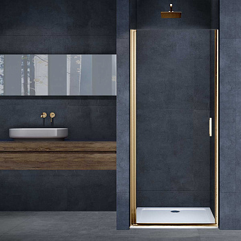 Душевая дверь Vincea Alpha VDP-3AL900CLG 90х195 стекло прозрачное профиль золото брашированное