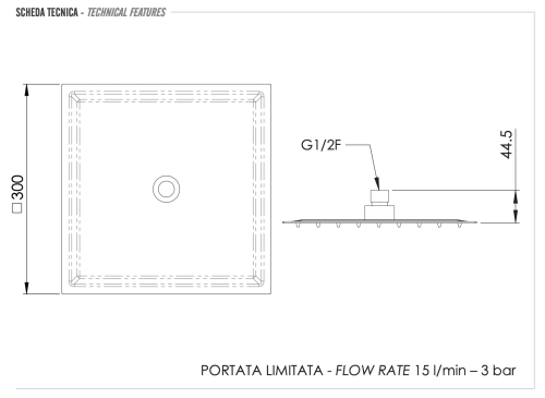 Верхний душ Remer 357UFS30NOX черный матовый - фото 2