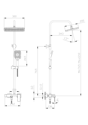 Душевая стойка Rush Thira TR3635-50White настенная цвет белый матовый - фото 2