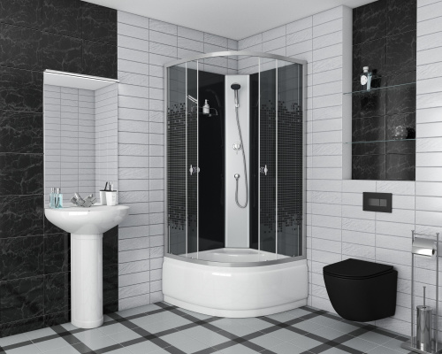 Душевая кабина Niagara Eco 75081454BK 90х90 четверть круга без крыши ориентация универсальная - фото 3